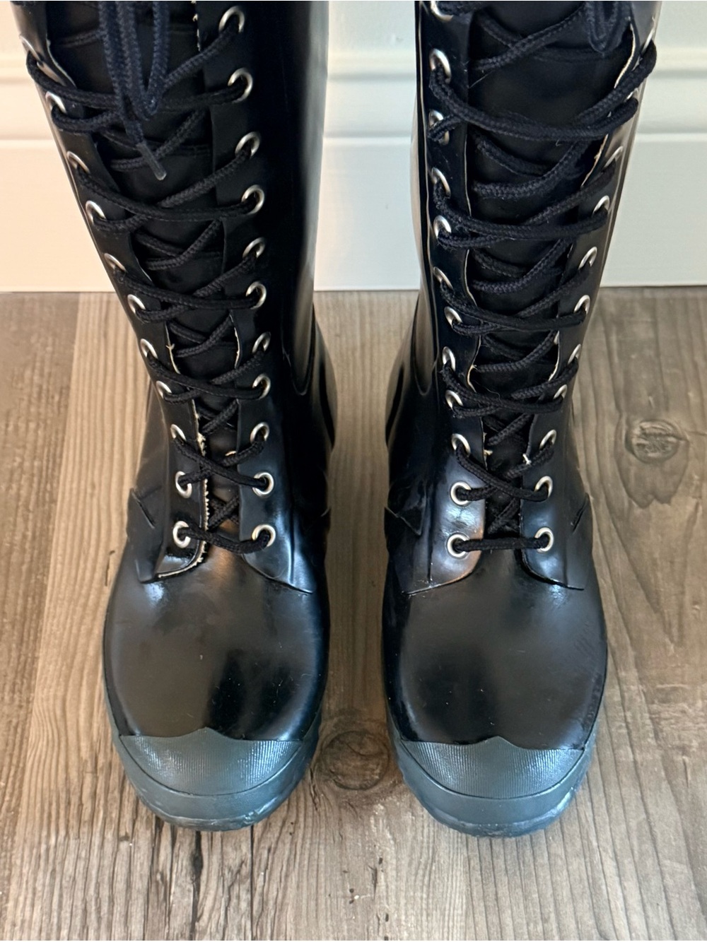 Hunter Watling Tall Lace-Up Rain Boots Knee-High- Rare-Discontinued - Picture 4 of 9